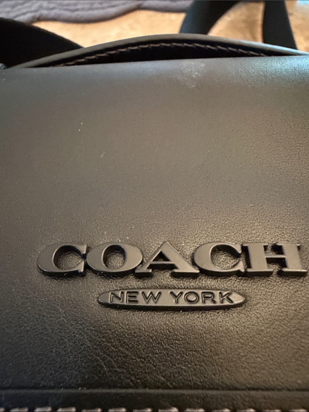 Coach NWT Black Leather Racer Crossbody with Silver Buckle